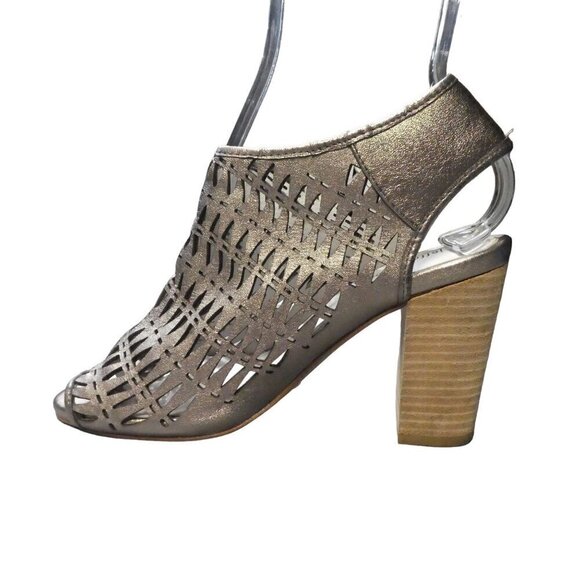 Jeffrey Campbell Silver Leather Peep Toe Shootie Ankle Bootie Heels Womens 8 - Picture 3 of 13